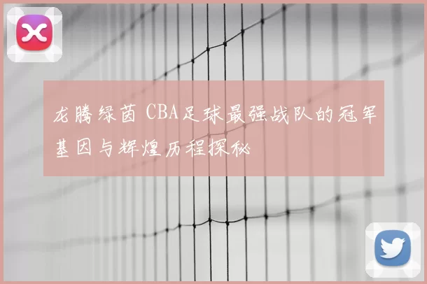 龙腾绿茵 CBA足球最强战队的冠军基因与辉煌历程探秘